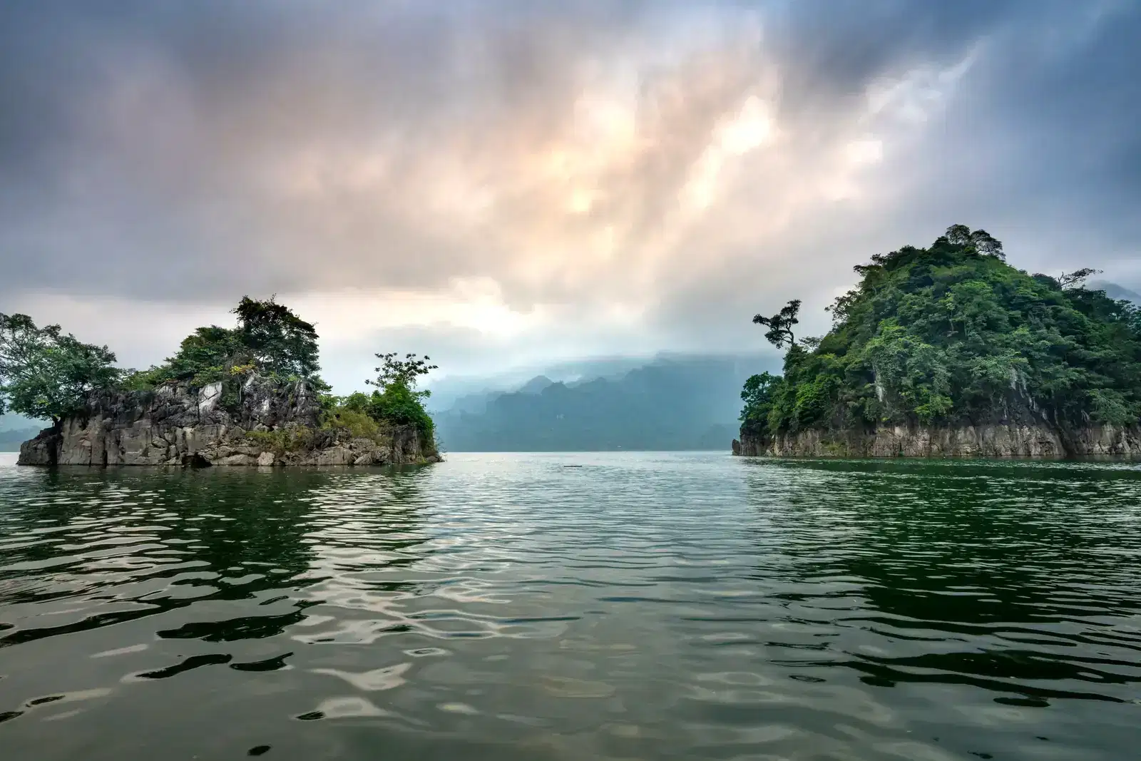Two small islands with open water between them, like the emotional distance a couple can feel when they have grown disconnected