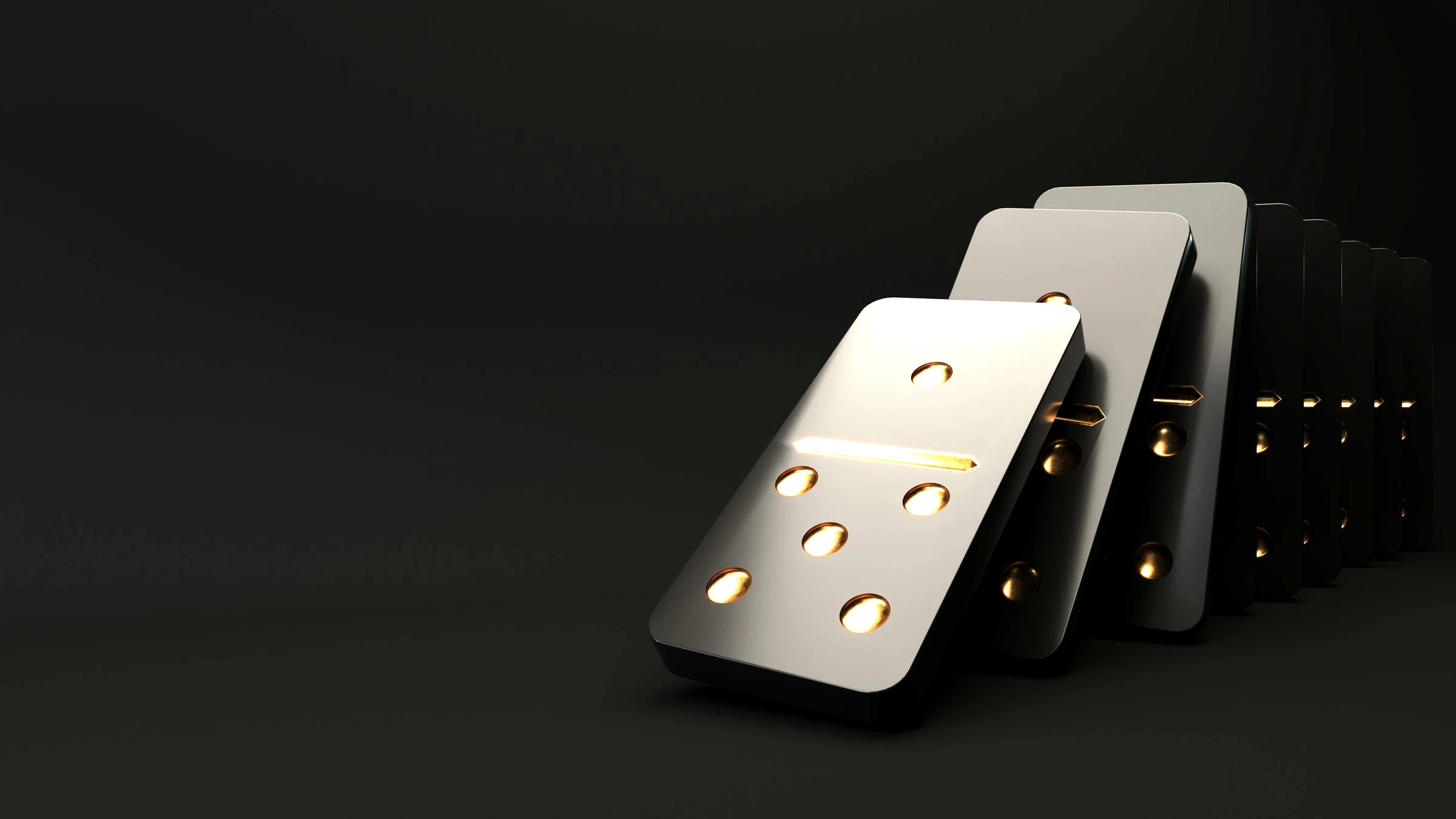 A row of dominoes falling in the dark, one setting off the next, like the cycle of OCD and compulsions